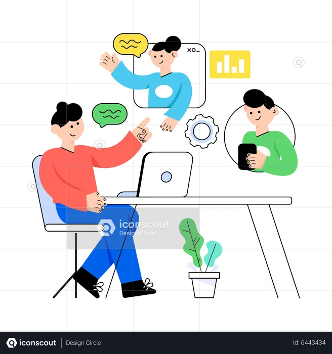 Online Team Conversation  Illustration