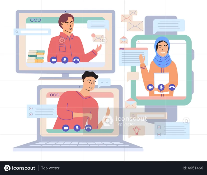 Online teamwork  Illustration