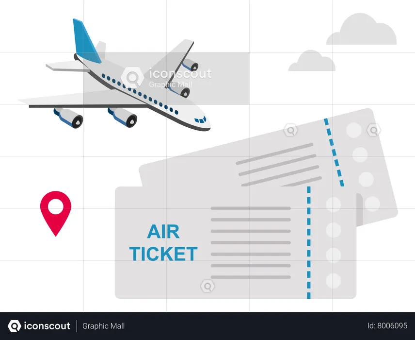 Online ticket buying with smartphone  Illustration