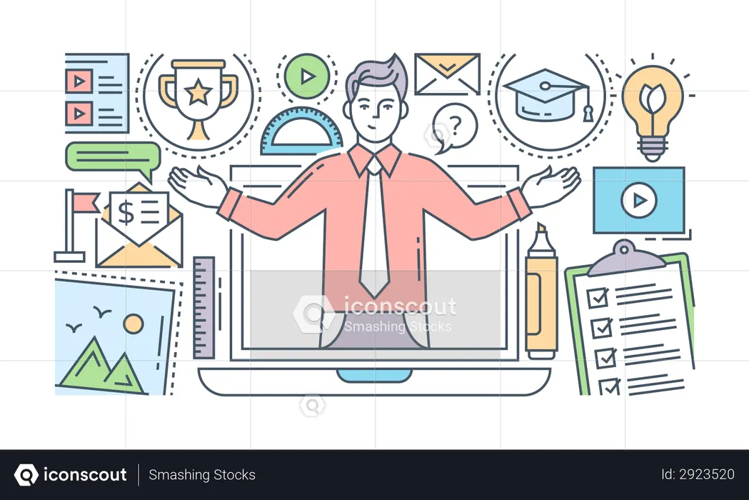 Online Training And Courses  Illustration
