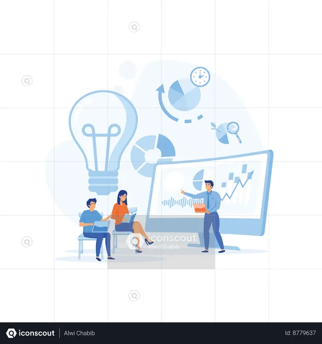 Online Training Conference for Office Workers  Illustration