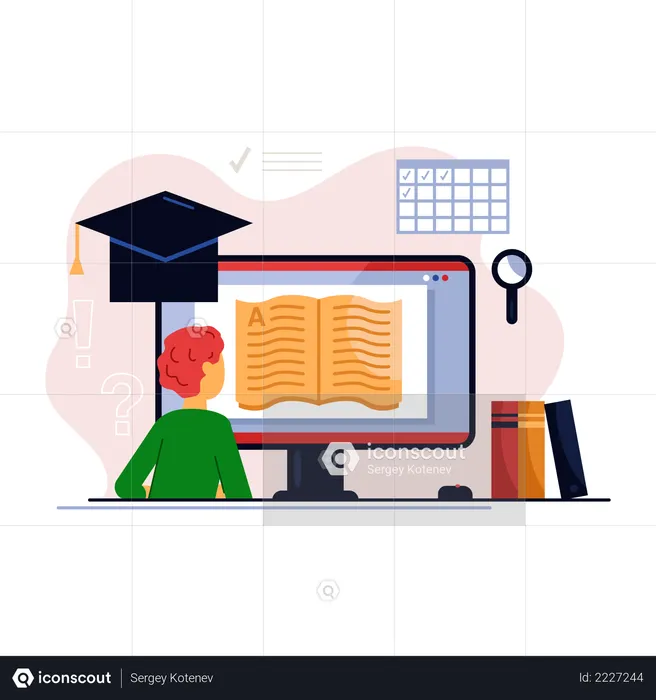 Online training course and distance learning on digital education technology  Illustration