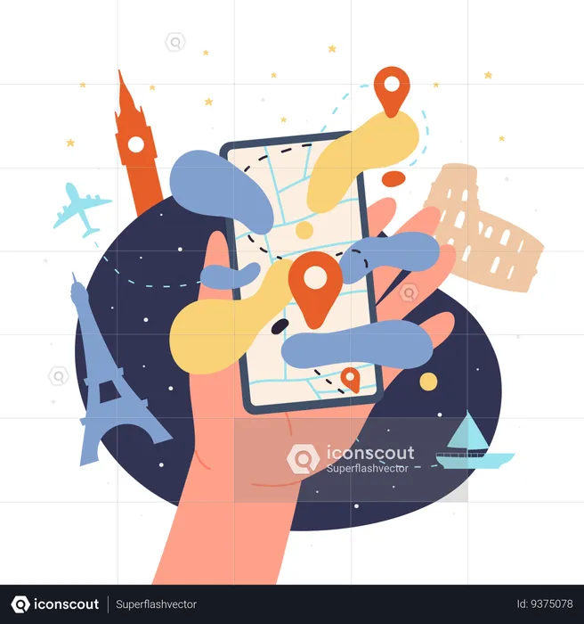 Online travel planning  Illustration