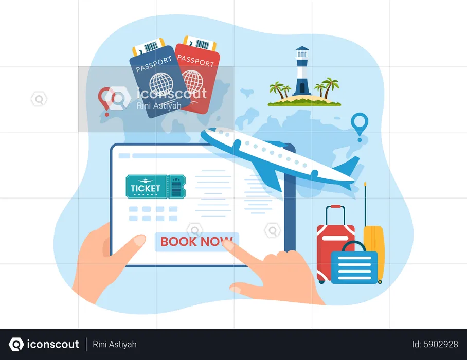 Online travel ticket booking  Illustration
