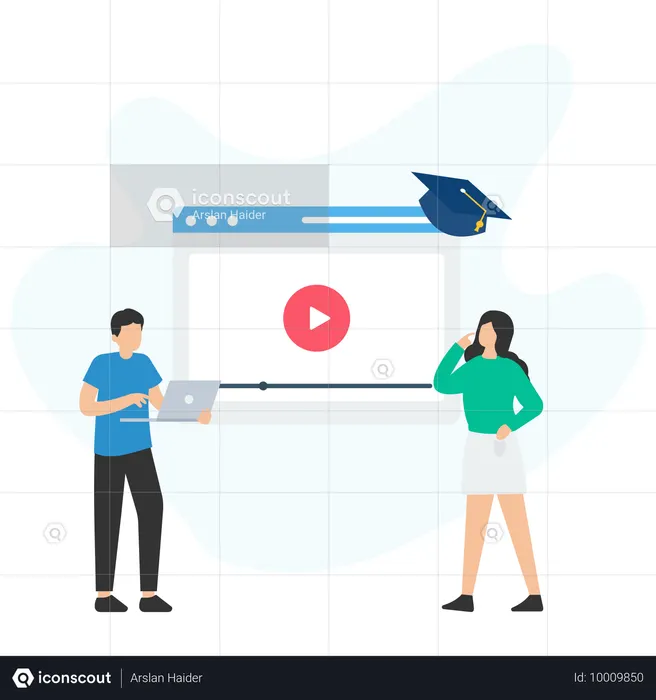 Online-Unterricht in einer Pandemiesituation  Illustration