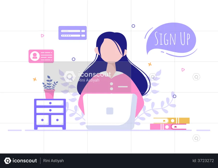 Online User Sign up  Illustration