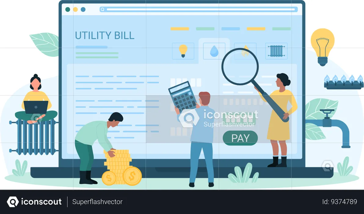 Online utility bill payment  Illustration