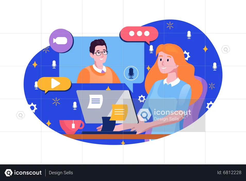 Online video calling  Illustration