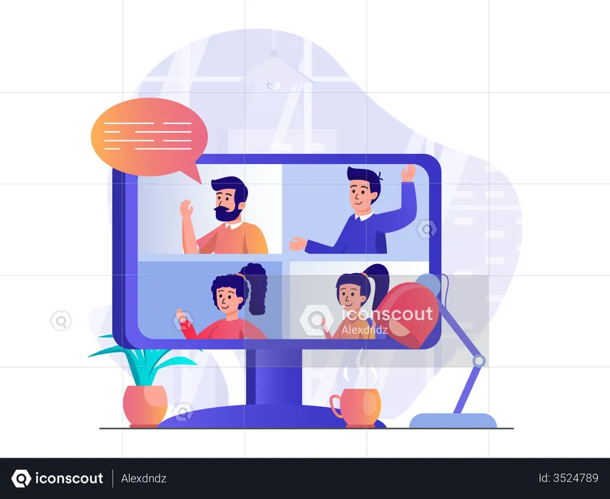 Online video meeting  Illustration