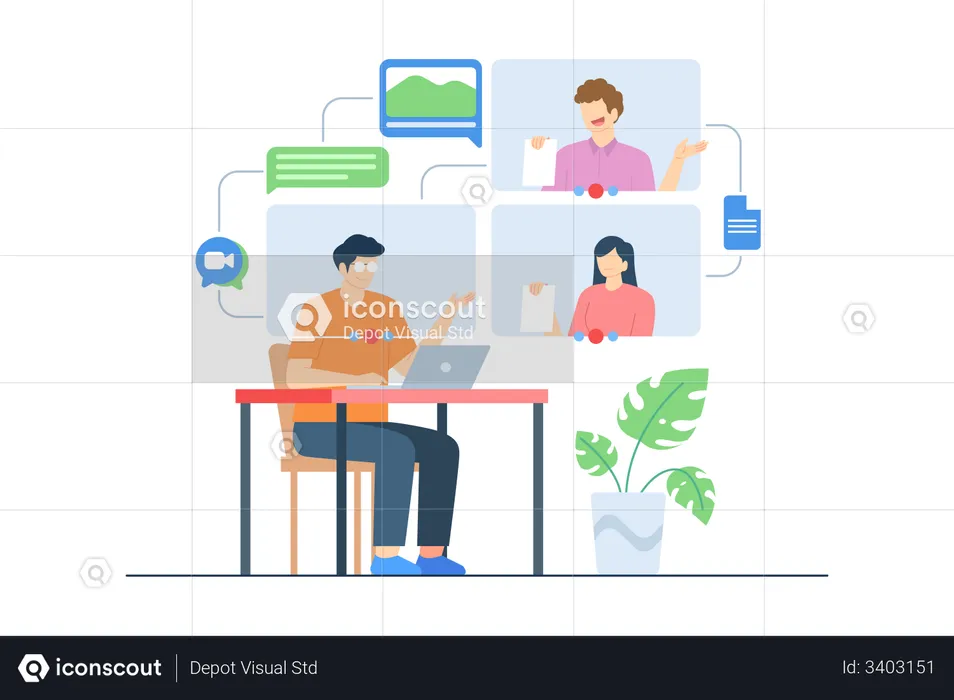 Online Video Meeting  Illustration