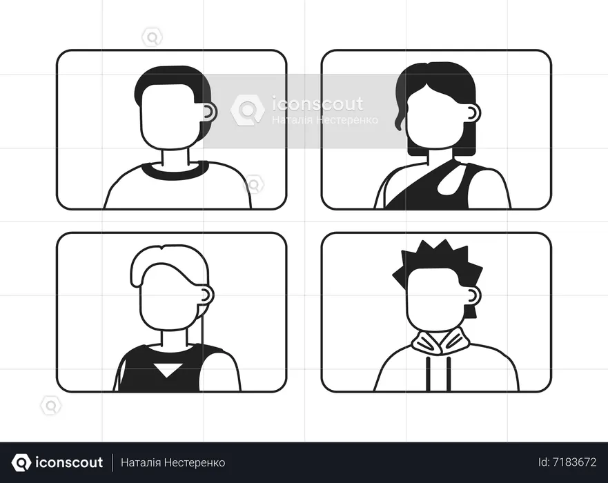 Online video meeting with employees on screens  Illustration