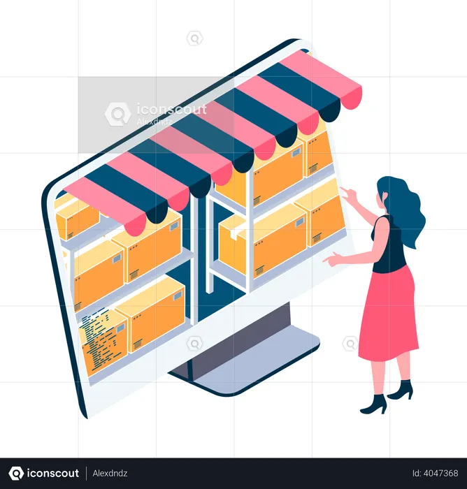 Online warehouse clearance shopping  Illustration