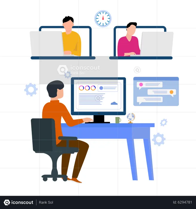 Online Web Development Meeting  Illustration