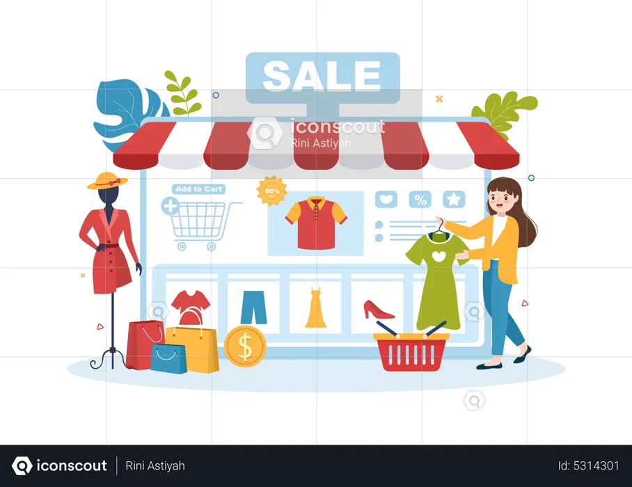 Online website for shopping sale  Illustration