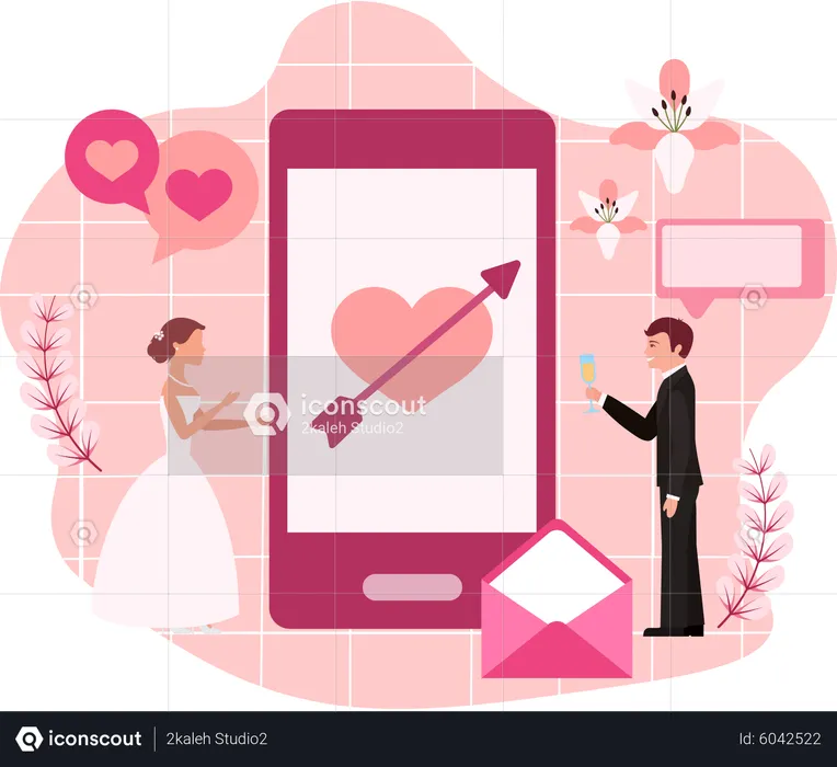 Online Wedding  Illustration