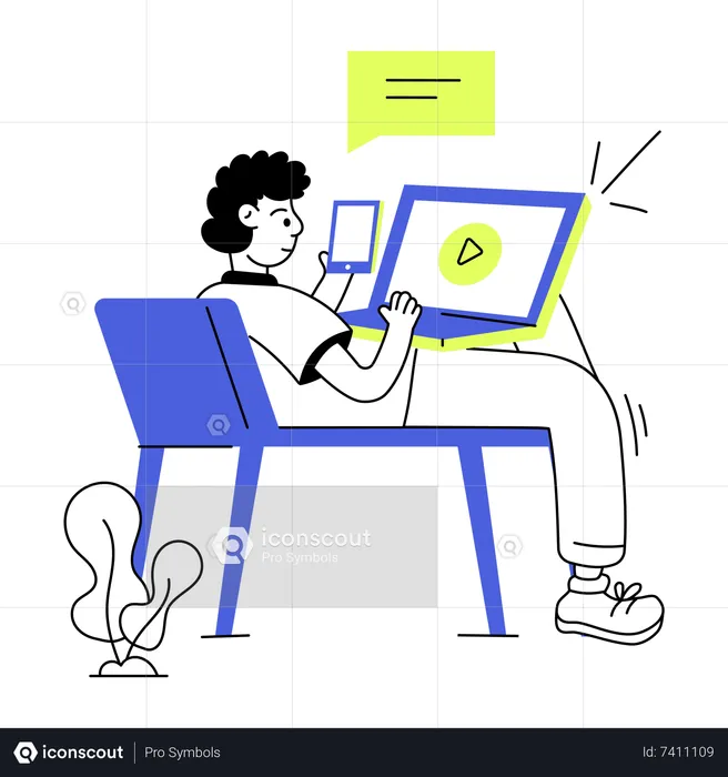 Online Working  Illustration