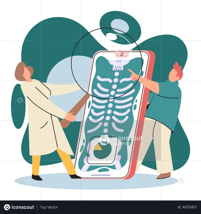 Online x-ray examine by doctor  Illustration