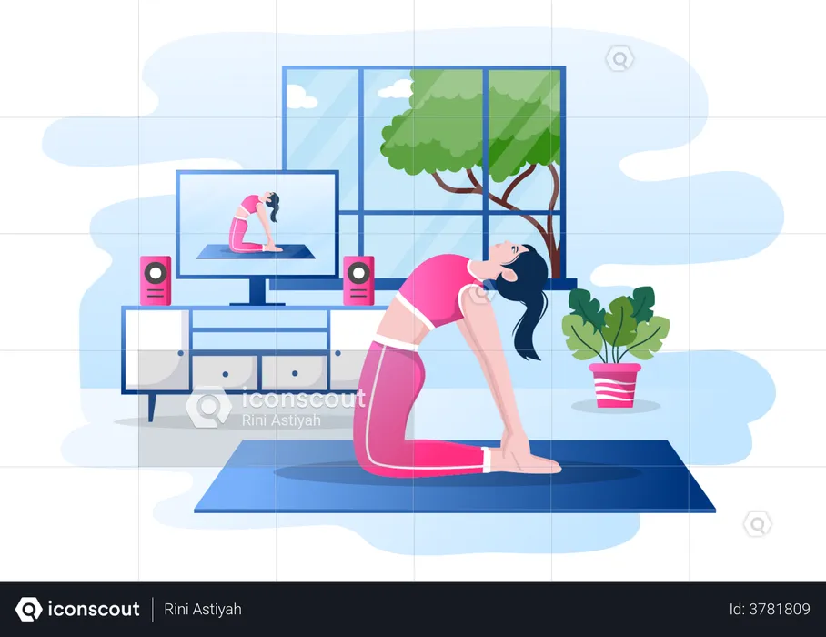 Online yoga session  Illustration