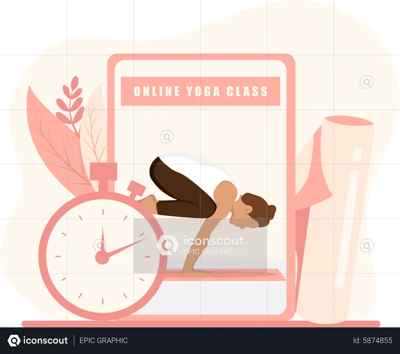 Online-Yoga-Unterricht  Illustration