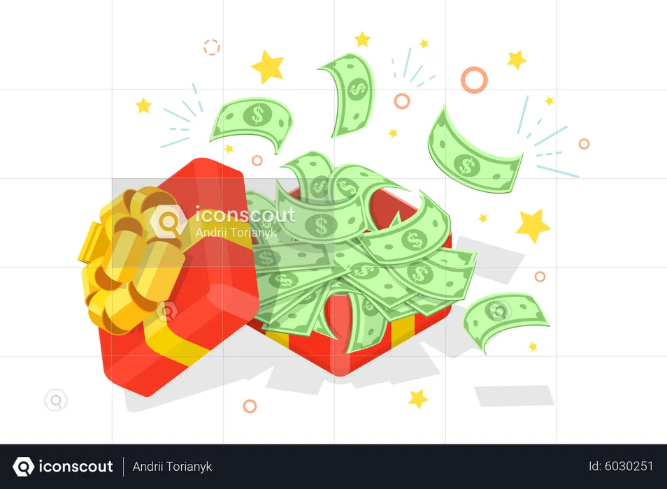 Open Gift Box with Money  Illustration