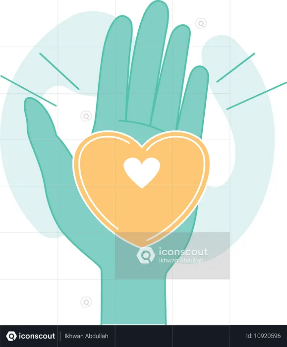 Open Hand with Sparkling Love gesture  Illustration