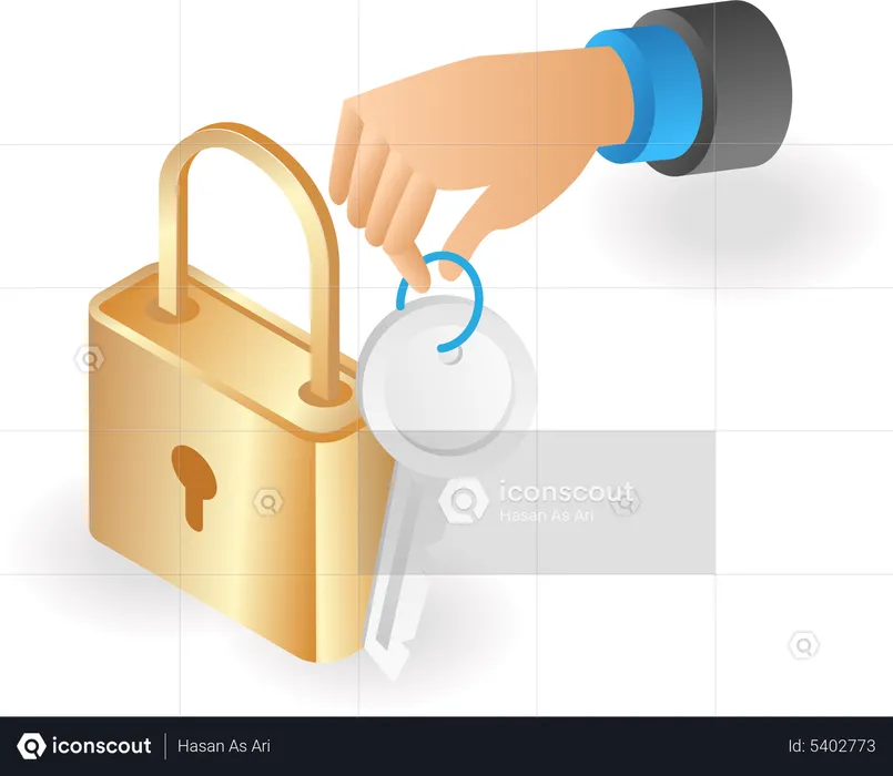 Open lock using key  Illustration