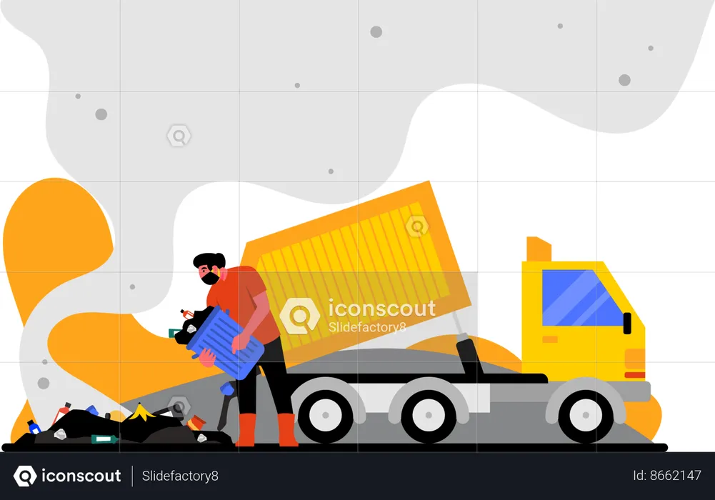 Open waste disposal causing pollution  Illustration