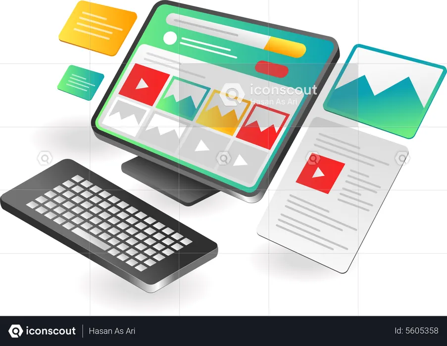 Open website on computer  Illustration