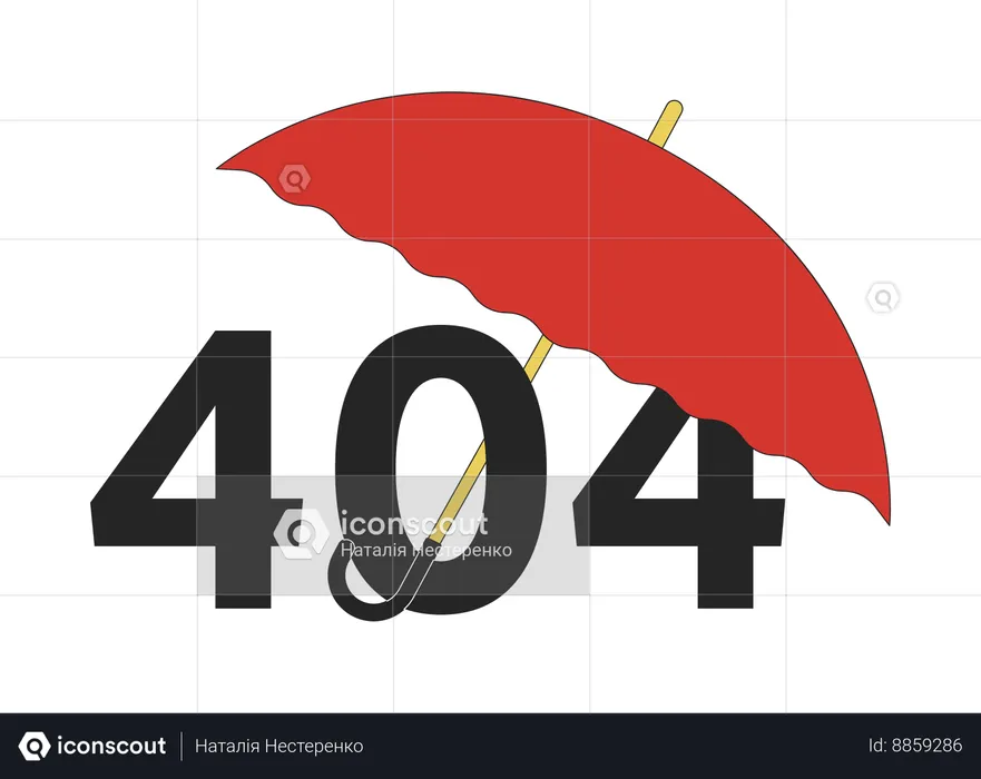 Opened portable umbrella error 404 flash message  Illustration