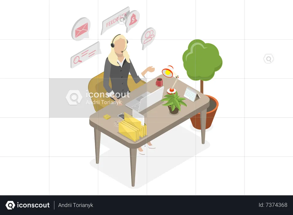 Opérateurs au helpdesk  Illustration