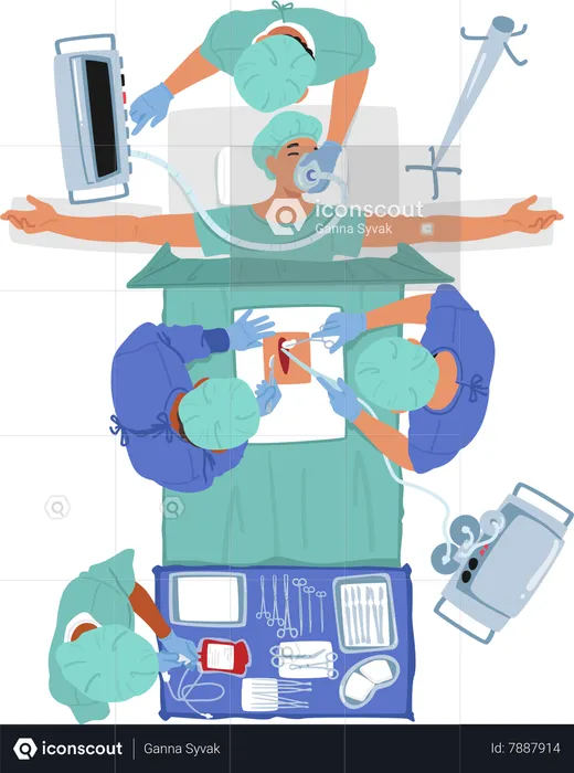 Operating Table Surrounded By Medical Equipment  Illustration