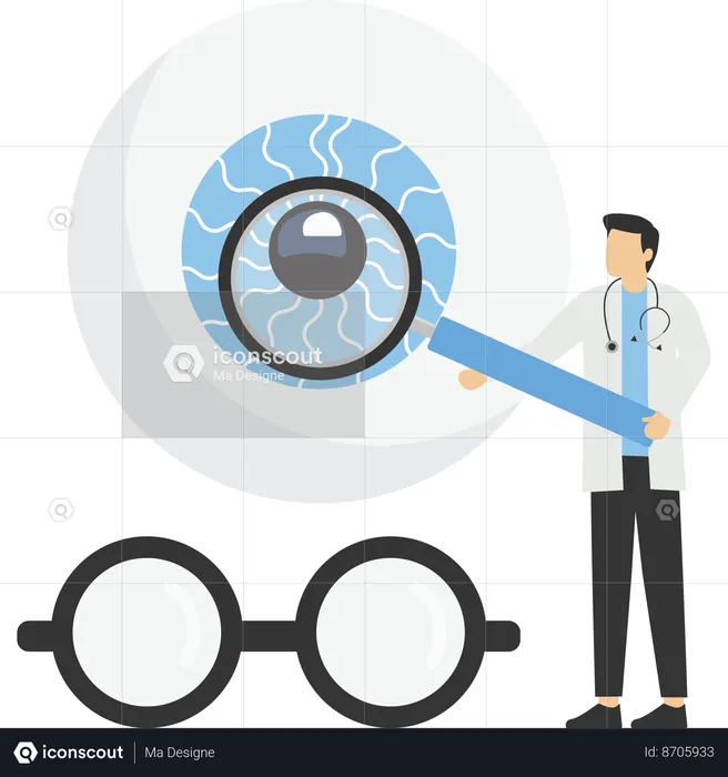 Ophtalmologiste vérifiant la vue  Illustration