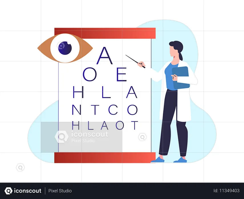 Ophthalmologist checking  Illustration