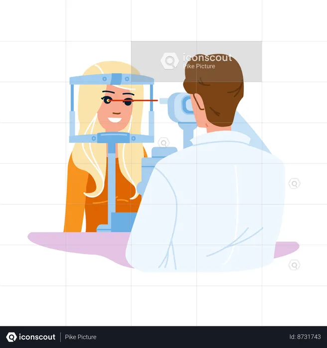 Ophthalmologists eye exam  Illustration