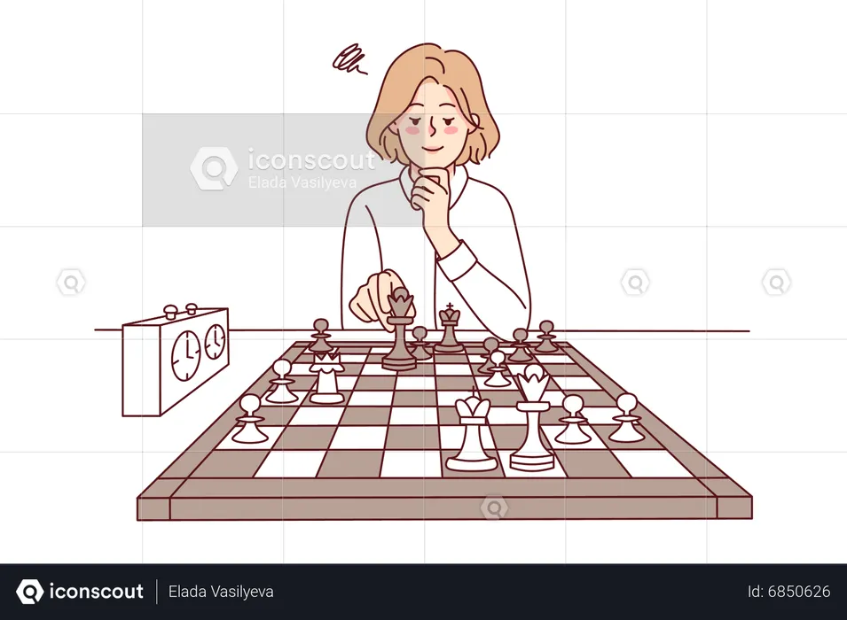 Oponente femenina de ajedrez  Ilustración