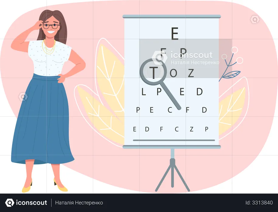 Optician female patient  Illustration