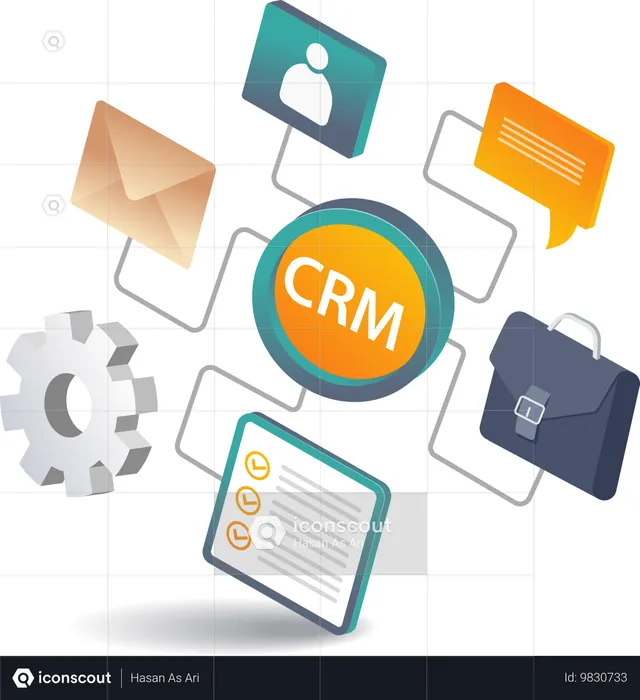 CRM システムによるビジネス ネットワーキングの最適化  イラスト