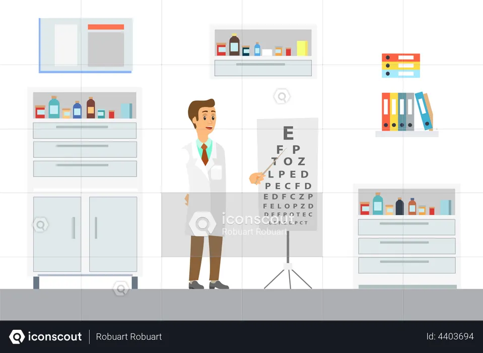 Augenarzt in der Klinik  Illustration