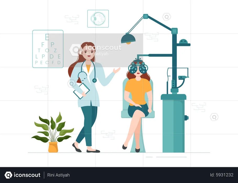 Optometrist with patient  Illustration