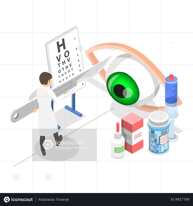 Optométriste faisant un examen de la vue  Illustration