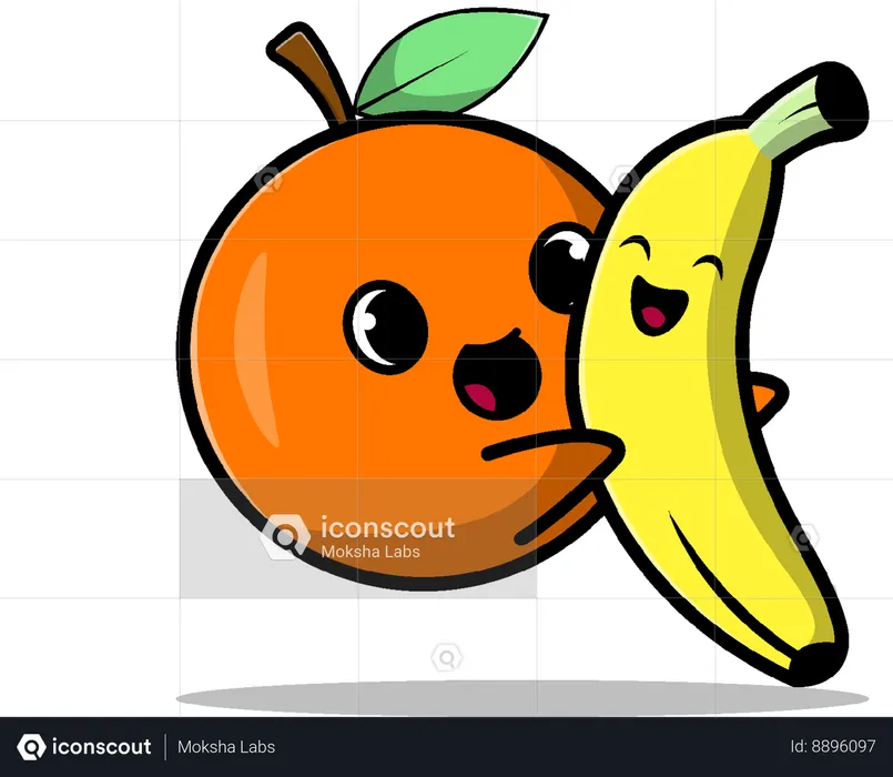Orange Hug Banana  Illustration