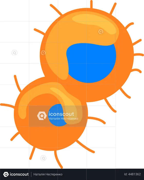 Orange microorganisms with blue cores  Illustration