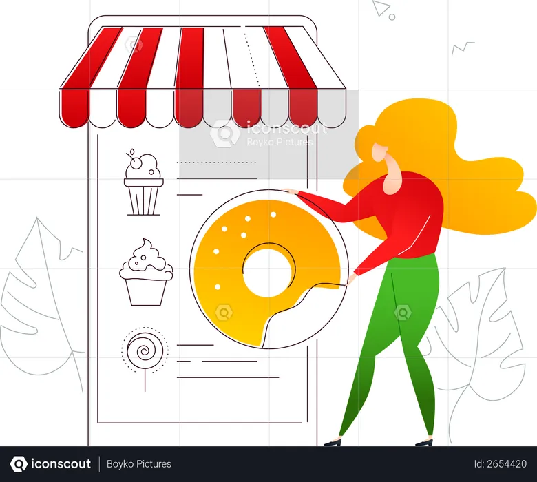 Ordering sweets online  Illustration