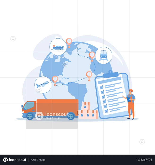 Orders worldwide shipment service agreement  Illustration