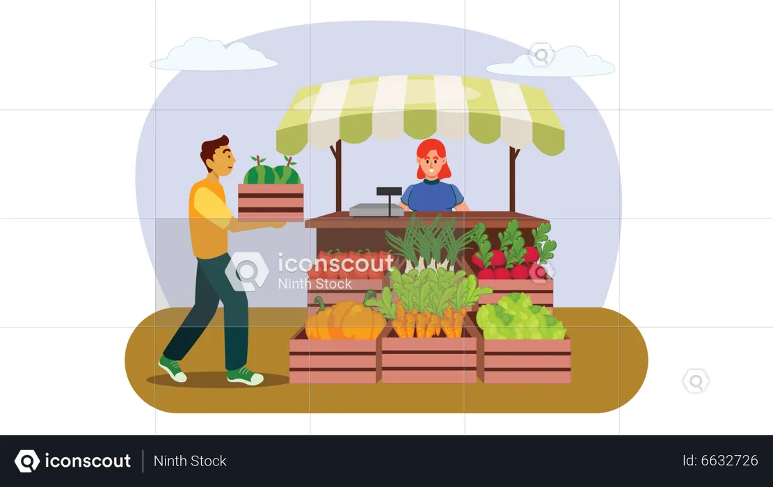 Organic Food stall  Illustration