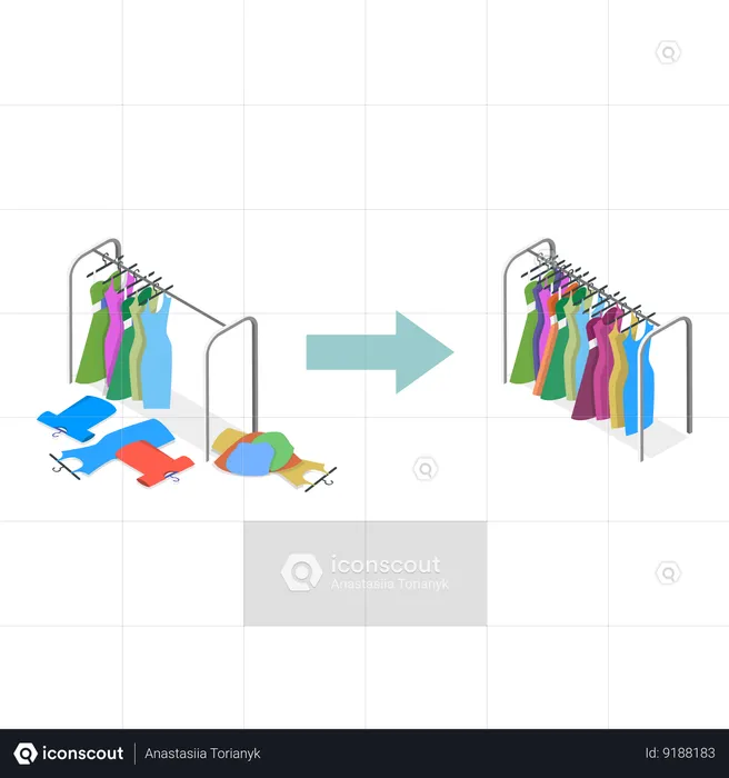 Organizando roupas  Ilustração