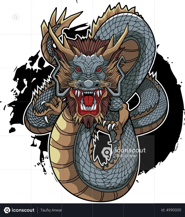 Oriental Flame Dragon  Illustration