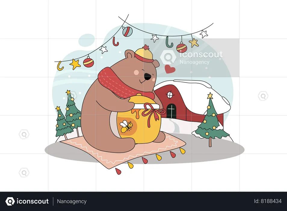 Regalo de oso de peluche  Ilustración