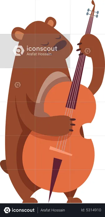 Oso tocando el violín  Ilustración