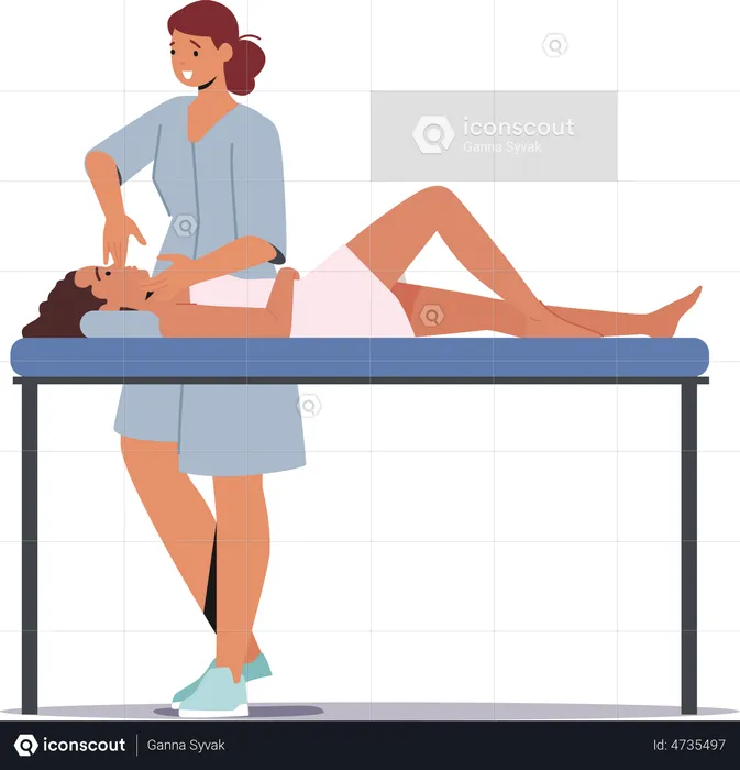 Osteopathin bei der Gesichtsmassage  Illustration